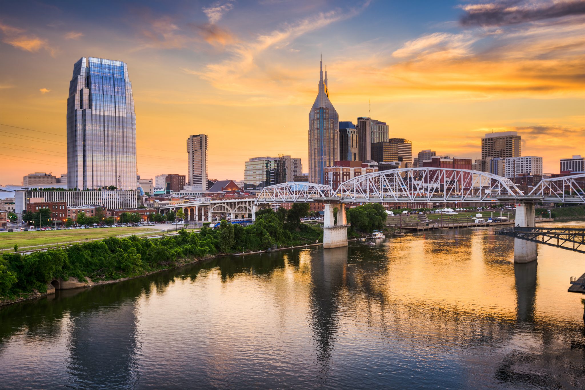 Skyline of downtown Nashville, Tennessee, USA. Global Document Services